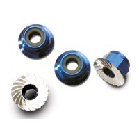 TRX-1747R Lock Nut Aluminium Flanged M4 Blue (4)