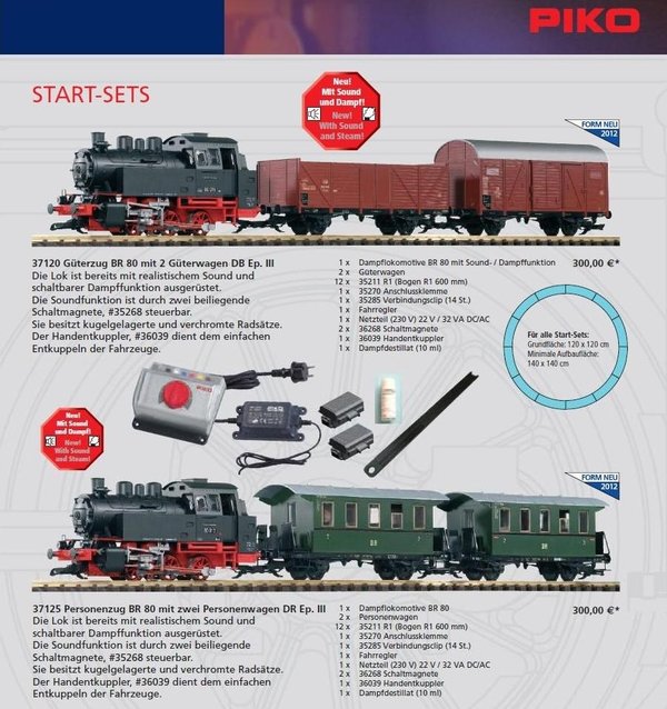 PIKO Train G startpakke - BR80 med personvogne