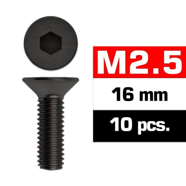 M2.5x16mm fladhovedskrue (10stk)