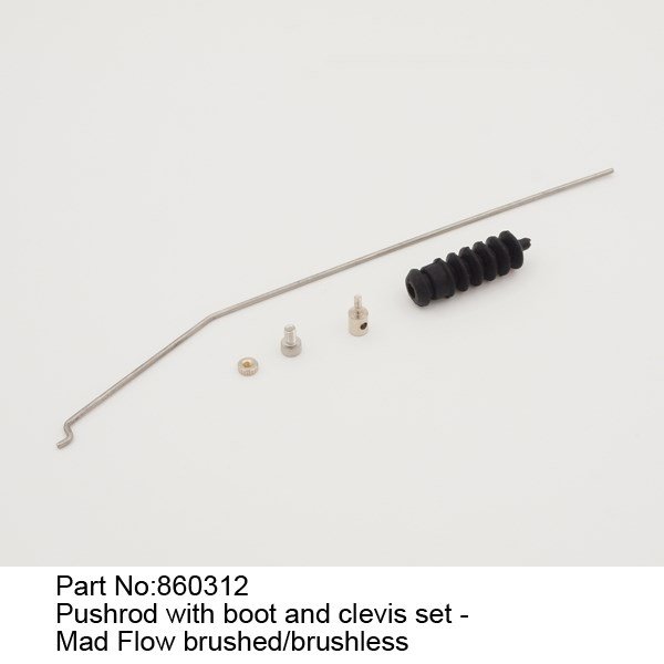 JW860312 Pushrod with boot & clevis for Mad Flow