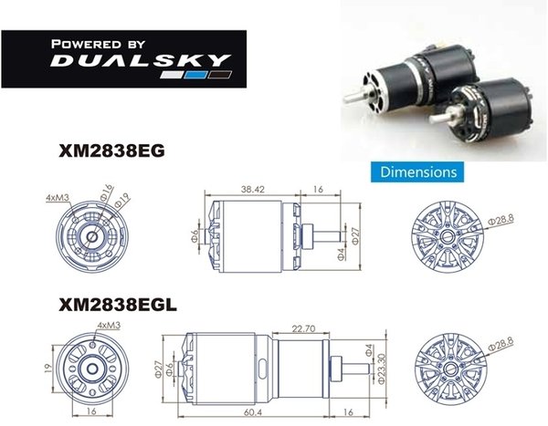 Dualsky X-Motor EG-11L 2838 1100KV 98gram