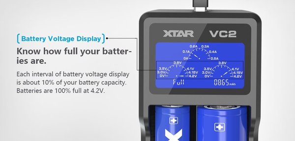 XTAR VC2 Li-Ion lader