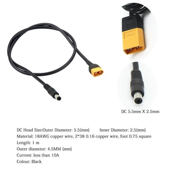 Sequre XT60 til DC5525 adapterkabel