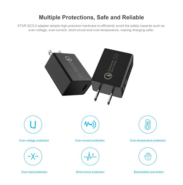 XTAR QC3.0 Fast Charge USB Veggadapter 18W