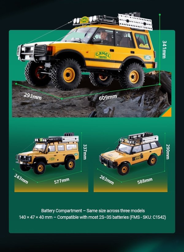 FMS FCX10 Land Rover Discovery RS - Yellow