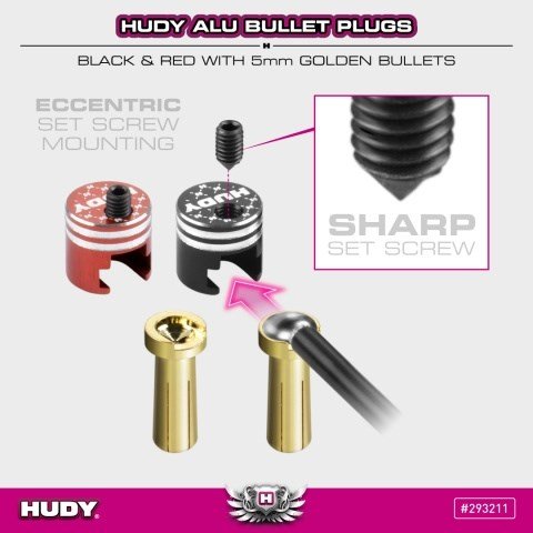 HUDY Alu Bullet Plug Black & Red w/5mm Bullet