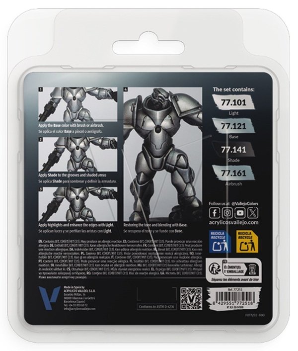 Vallejo TMM 77.251 Sterling Silver Paint Set