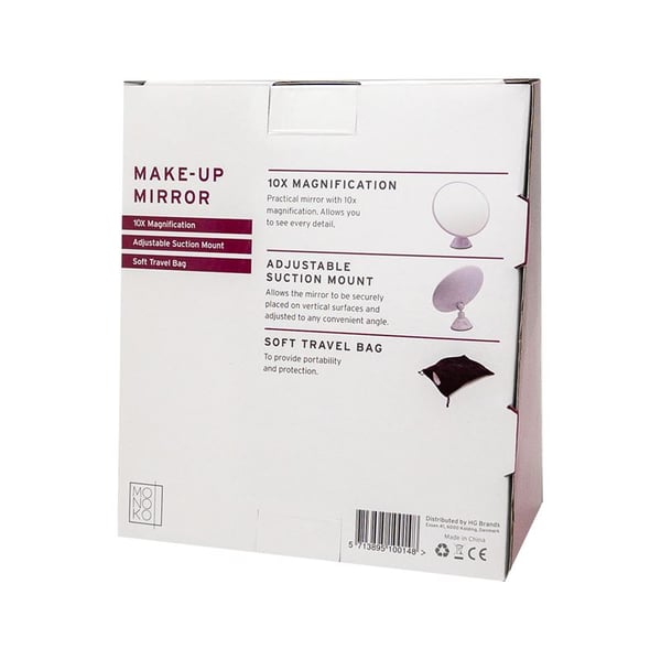 UNIQ Beauty Spejl med sugekop x10 forstørrelse - hvid