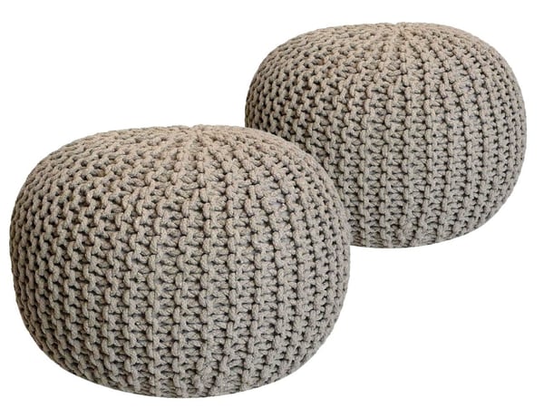 Golvkudde Stickad pall pouf 2 st. Ø 55 cm h 37 cm grovt stickad