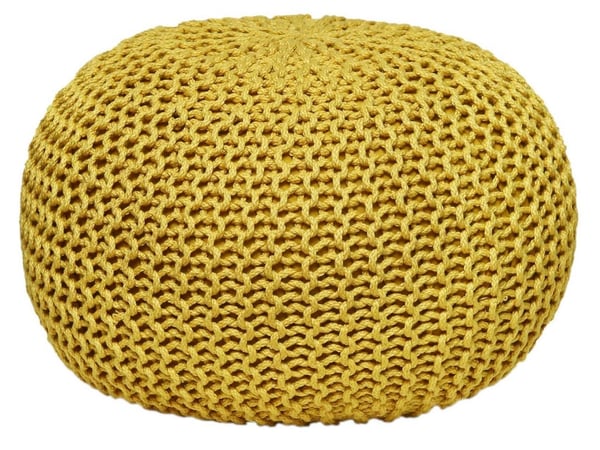 Siddepuf sæt h 37 cm strikket pude holdbar gul
