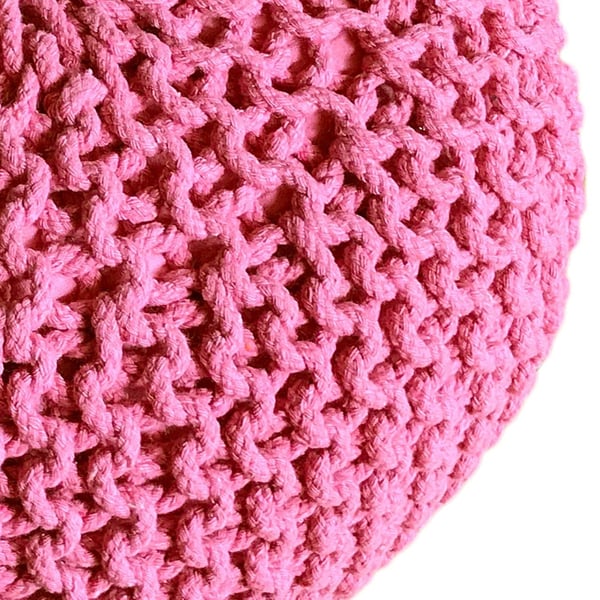PUF Ø 55 cm Strikket Skammel siddepladser gulvpude – rosa