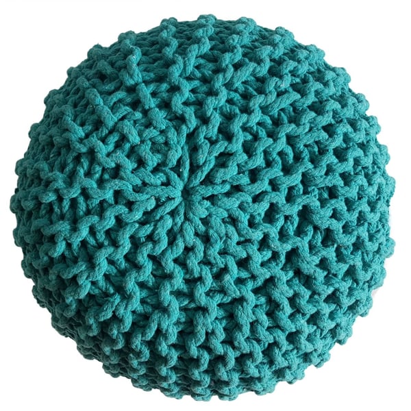 Strikket puf Ø 45 cm look puf strikket gulvpude højde 30 cm