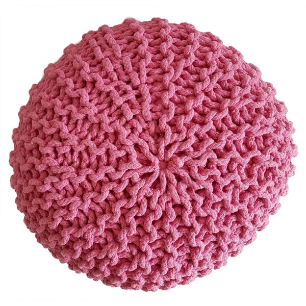 Strikket puf puf Ø 45 cm siddeplads pufstol gulvpude – pink