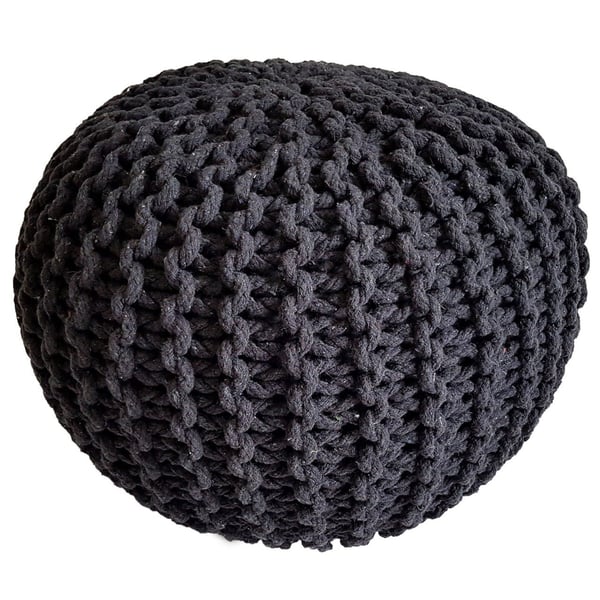 45 cm sidde pufstol puf grovstrikket gulvpude – Antracit