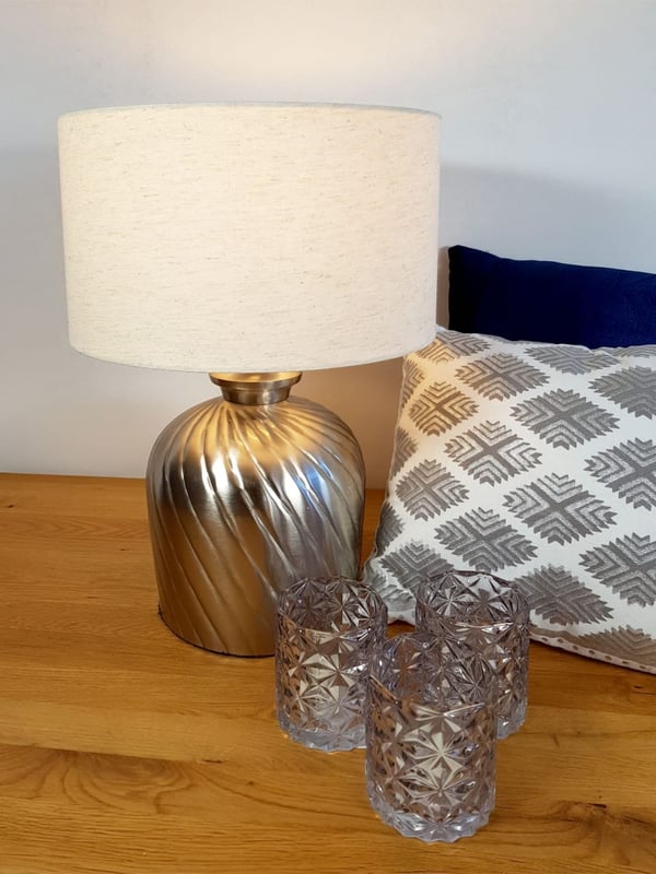 Bordlampe sengelampe Ø 30 x h 52 cm metalfod sølv
