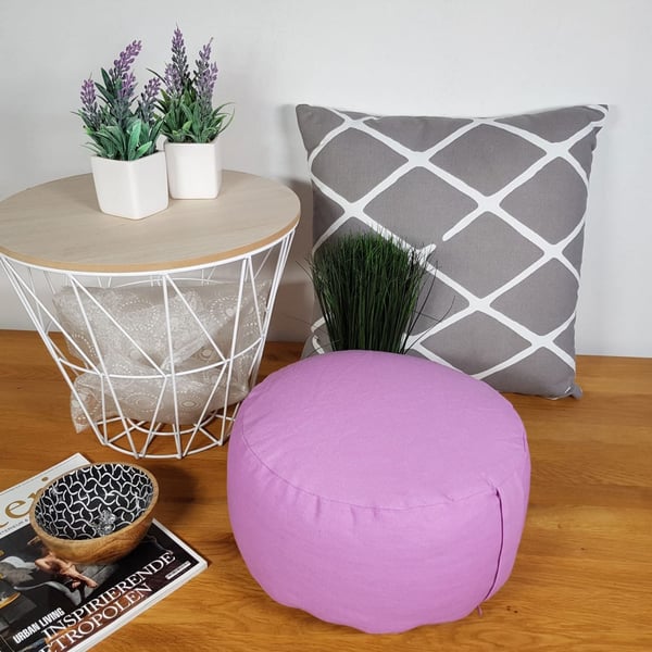 Yoga puder gulvpude lotus rund h 16 x Ø 31 cm vaskbar rosa