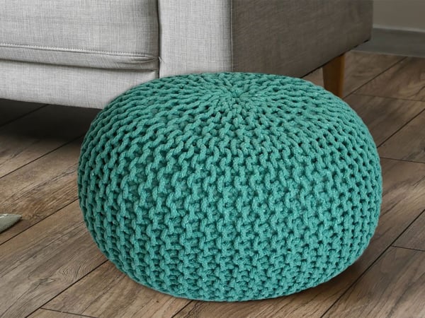 Stickpall pouf Ø 45 cm look pouf stickgolv kudde höjd 30 cm