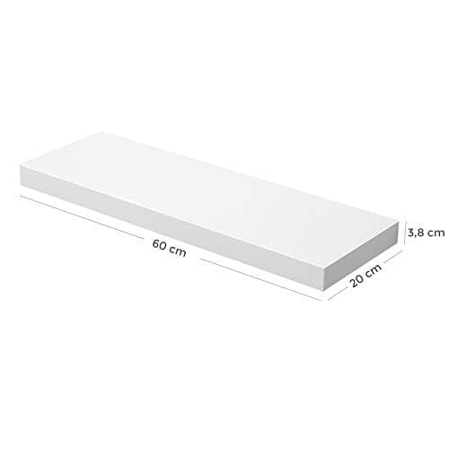 Vasagle flydende hylde, væg hylde til fotos, 60 cm, dekorationer, i stuen, køkken, hallway, soveværelse, badeværelse, hvid LWS26WT