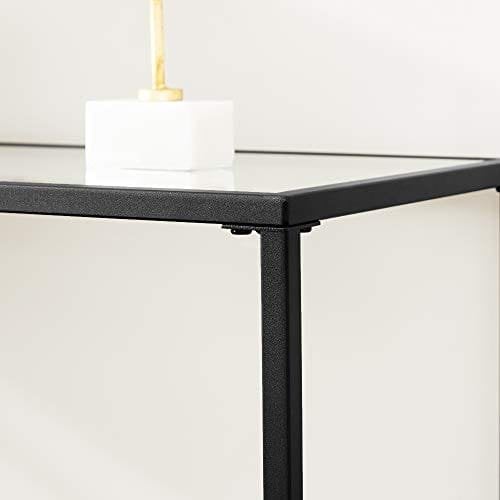Vasagle -konsolbord, tempereret glasbord, moderne sofa eller indgangsbord, metalramme, justerbare fødder, til stuen, gangen, sort LGT026B01