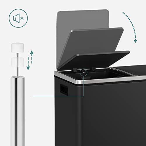 SONGMICS Kaksoisastia, 2 x 30L jäte- ja kierrätysastia, musta