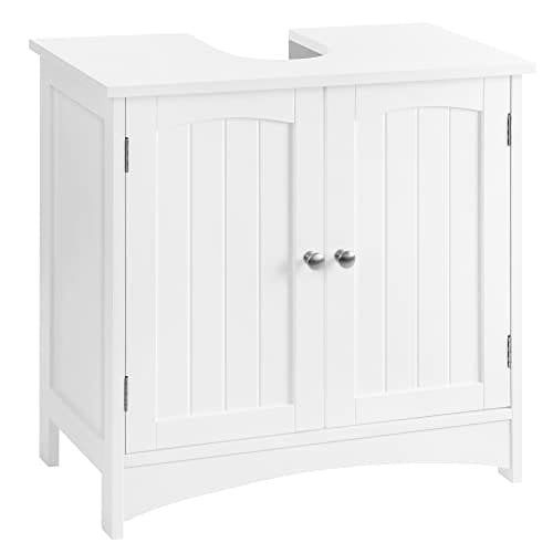 Vasagle under vask opbevaring skab badeværelse gulvkabinet med 2 dørs justerbar hylde 60 x 30 x 60 cm hvid BBC01WT