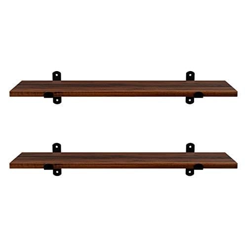 Songmics seinähyllyt, 2 kpl, 60 x 20 x 7 cm, kelluvat hyllyt, ruskea ja musta