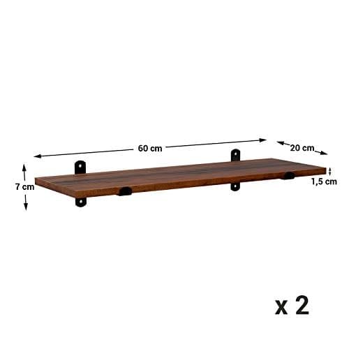 Songmics seinähyllyt, 2 kpl, 60 x 20 x 7 cm, kelluvat hyllyt, ruskea ja musta