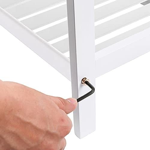Songmics Natural Bambus 2-lags skostativ, hylde til sko planter bøger, til stue hallway soveværelse badeværelse, 70 x 26 x 33 cm, hvid lbs02wt