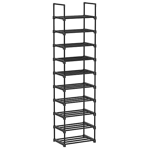Songmics Shoe Rack, 10-lags metal skoopbevaringsarrangør, tilpasselig design, metalramme, rumbesparende rack, til omklædningsrum, gang, 30 x 45 x 174 cm, sort LSA25BK Songmics Shoe Rack, 10-lags metal skoopbevaringsarrangør, tilpasselig design, metalramme, rumbesparende rack, til omklædningsrum, gang, 30 x 45 x 174 cm, sort LSA25BK