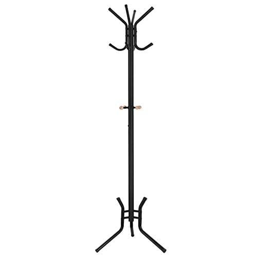 Songmics Snygg metall klädhängare Stativ hängare 12 krokar 176 CM Svart