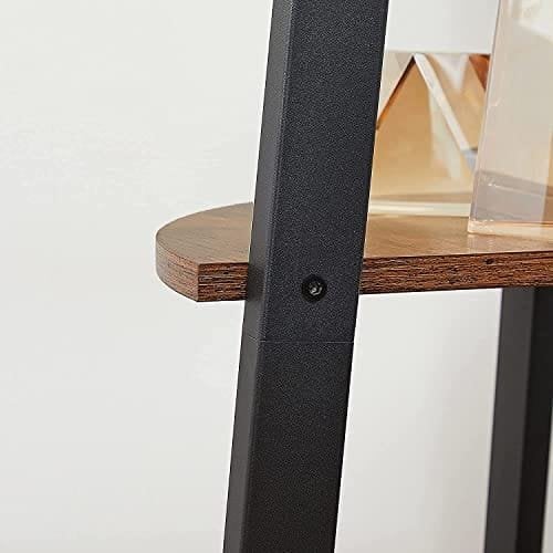 Vasagle Corner Shelf, 4-lags industriel opbevaringsstativ, stigen om skov, arrangørenhed til hjemmet, stue, soveværelse, balkon, rustik brun og sort LLS34X