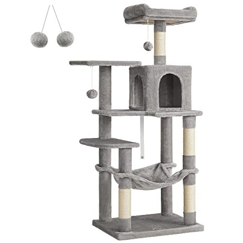 Feandrea Cat Tree, Cat Condo med hængekøje, 143 cm, lysegrå PCT161W01