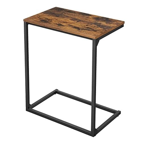 Vasagle sidebord, lille sofabord, slutbord, bærbar bord, til soveværelse, stue, arbejde i sengen eller på sofaen, enkel struktur, stabil, industriel stil, rustik brun og sort LNT52BX