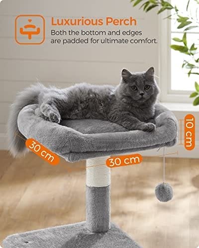 Feandrea Multilevel Cat Tree, 110 cm Cat Tower, Cat Condo, Light Gray PCT52W