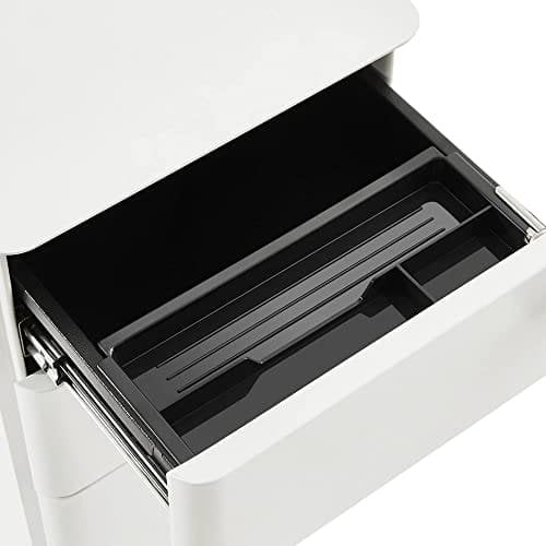Songmics Mobile File Cabinet, Office Cabinet med hjul og lås, til A4, juridiske dokumenter i brevstørrelse, hængende filmapper, hvid ofc030w01