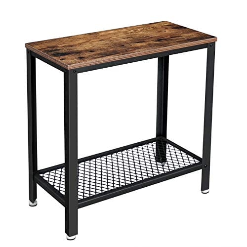 Vasagle Industriel sidebord, slutbord, natbord med mesh -hylde, let samling, smal og rumbesparelse i stuen, soveværelse, stål, 60 x 30 x 60 cm, rustik brun Let31bx