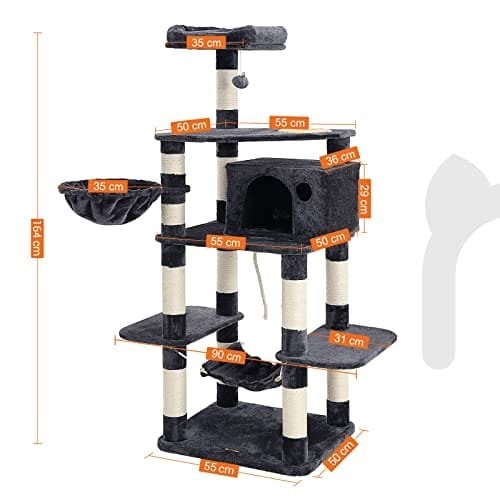 Feandrea Cat Tree, Play Tower 164 cm, Smoky Grey PCT99G