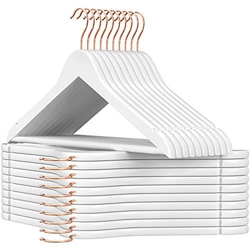 Songmics Maple Wood Coat Hangers, uppsättning av 20 klädhängare med axelhak, vit