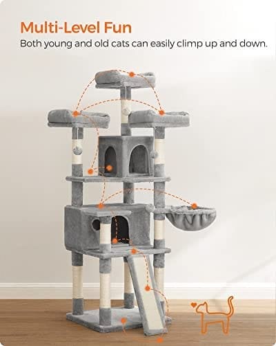 Feandrea kattetræ, XXL Cat Condo 172 cm, lysegrå PCT019W01
