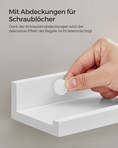 Songmics Wall Shelf 3 Sæt flydende hylder afsats til billedrammer og bøger, 38 x 10 cm, MDF White LWS38WT