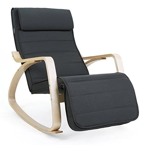 Songmics Birch Wood Relaxing Rocking Stol med justerbar fodstøtte Max Load: 150 kg Grå lyy10g Songmics Birch Wood Relaxing Rocking Stol med justerbar fodstøtte Max Load: 150 kg Grå lyy10g
