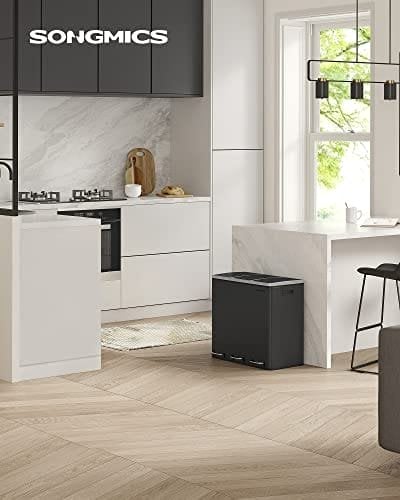Songmics Recycling Bin, 3 x 18 L Triple Kitchen Bin, 3 Rum Pedal Bin With Soft-Close Låg, Plast