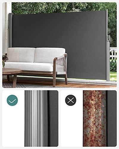 SONGMICS 200 x 400 cm (H x L), Sidefortelt, Solafskærmning, Sidegardin, Smoky Grey
