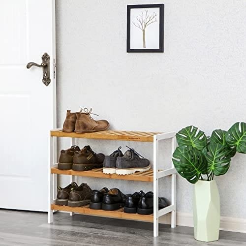 Songmics 3-lags bambussko rack, standarrangør, opbevaringshylde, 70 x 26 x 55 cm (w x d x h), ideel til gang, badeværelse, stue, soveværelse og korridor lbs03h
