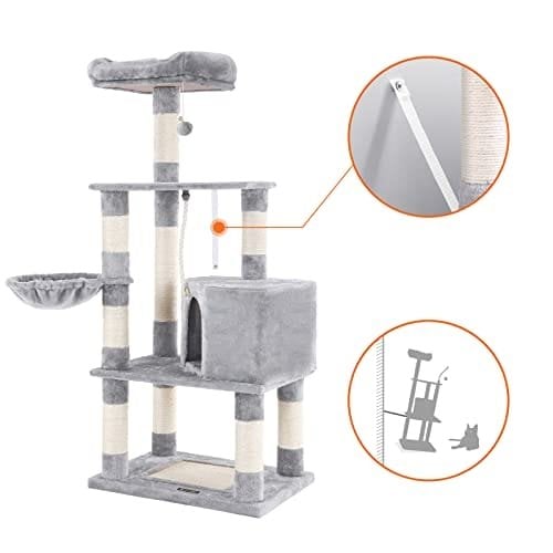 Feardrea Stable Catte Tree, Legt revitty 138 cm, kevyt gruap
