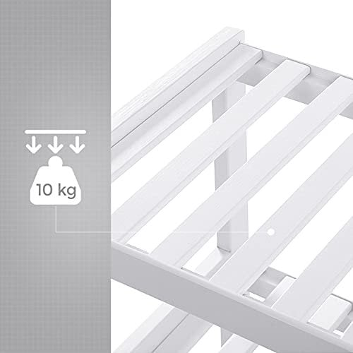 Songmics bambussko rack, 3-lags opbevaringshylde, 70 x 26 x 55 cm (w x d x h), ideel til gang, badeværelse, stue og korridor, hvid lbs13w