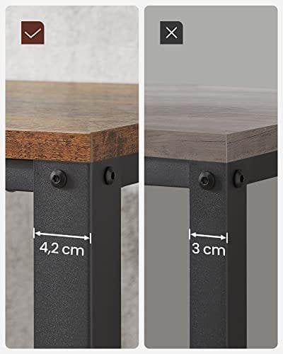 Vasagle sofabord, cocktailbord, let at samle, industrielt sidebord, soveværelse, med metalramme, med opbevaringshylde, til stue, soveværelse, rustik brun LCT61X
