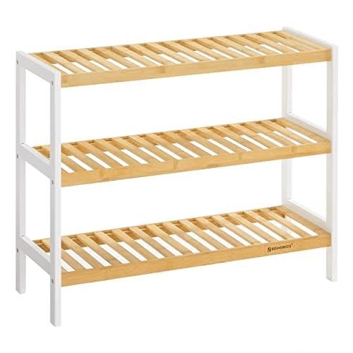 Songmics bambu sko rack, 3-lags lagringshylla, 70 x 26 x 55 cm, förvaringshylla