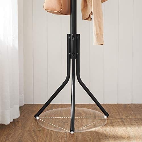 Songmics Metal Coat Rack, tøjstativ, hat håndtaske hænger, 182 cm højt hall træ, sort RCR19b