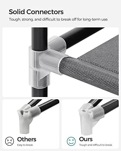 Songmics Portable Garderobe, Foldbart Closet, Tøjopbevaringsarrangør med hængende jernbane, hylder, stofafdækning, til soveværelse, cloakroom, 150 x 45 x 175 cm, grå LSF03G